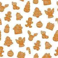 Seamless pattern of gingerbread cookies for Christmas. vector