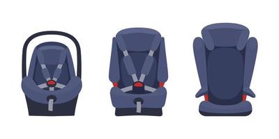 Safety baby car seats collection. Different type of child restraint. vector