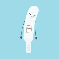 Sad pregnancy test with negative result as one line. Planning a baby vector