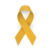 Gold ribbon childhood cancer awareness symbol. Isolate vector object