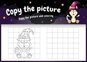 copy the picture kids game and coloring page with a cute husky dog vector