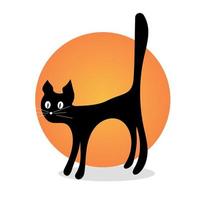 Scary black halloween cat, vector hand draw object