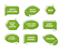 ecological green stickers. eco illustrations vector