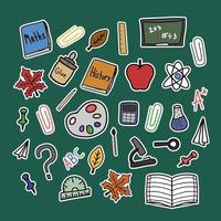 Back to school doodle colorful vector isolated elements