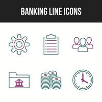 6 hermoso conjunto de iconos de vector de línea bancaria