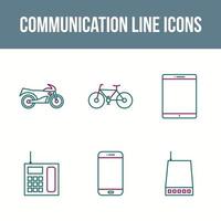 conjunto de iconos de vector de línea de comunicación única