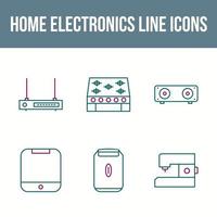 conjunto de iconos de línea de electrónica para el hogar único vector