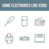 conjunto de iconos de línea de electrónica para el hogar único vector