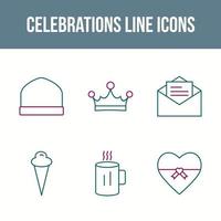 conjunto de iconos de vector de línea de celebración única