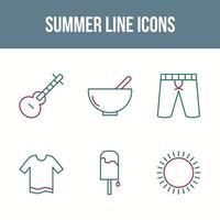 conjunto de iconos de vector de línea de verano único