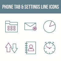 Unique Phone Tab and Settings Vector Icon Set