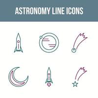 conjunto de iconos de vector de línea de astronomía única