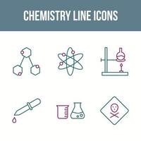 conjunto de iconos de vector de línea de química única