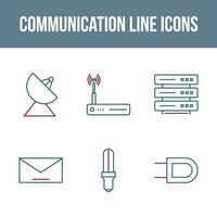 conjunto de iconos de vector de línea de comunicación única