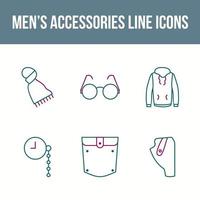 conjunto de iconos de vector de accesorios para hombres