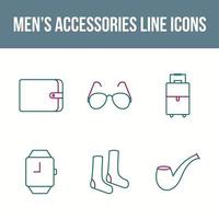 conjunto de iconos de vector de accesorios para hombres