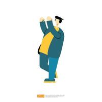 man or boy character standup with explain gesture for business vector