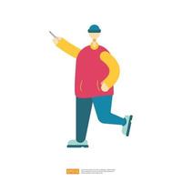 man or boy character standup with explain gesture for business vector