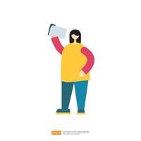 man or boy character standup with explain gesture for business vector