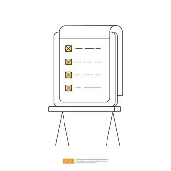 stand whiteboard with checklist mark or checbox mark on paper board. vector