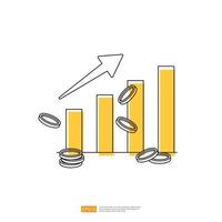 increase money growth with arrow up graph chart and dollar coin vector
