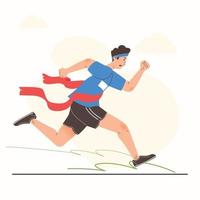 Winning running athlete crosses finish line illustration vector