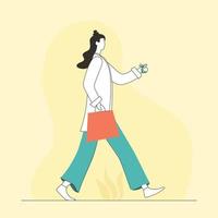 Fashion woman walking with shopping bags vector