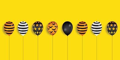 Banner de fiesta de halloween feliz con decoración de globos. vector