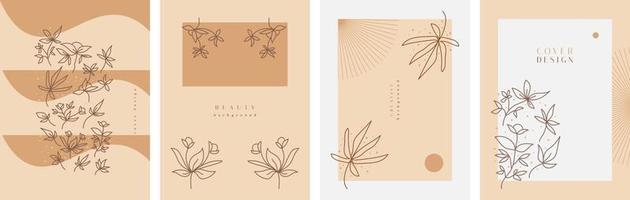 Abstract Minimalist Hand Drawn Floral Background Templates vector