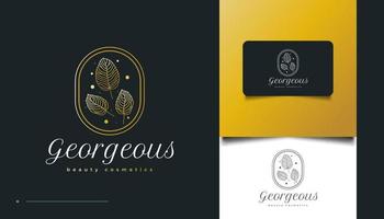 Elegant Gold Leaf Logo in Minimalist Line Style vector