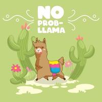 llama cute quote, no prob llama, llama vector illustration