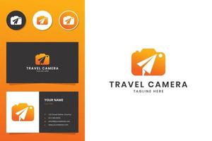 travel camera negative space logo design vector