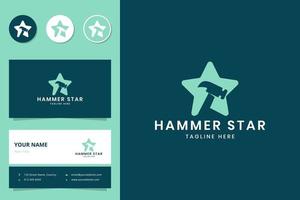hammer star negative space logo design vector