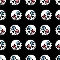 Retro seamless background with skulls diamond eyes. Design for fabric vector