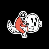 cráneo monta una ilustración fantasma. gráficos vectoriales para estampados de camisetas vector