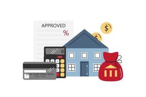 Vector flat mortgage concept with objects isolated