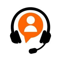 Hotline symbol with headphones and customer icon vector