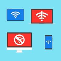 Conjunto de ilustración de vector de diseño plano de signo de icono de wifi inalámbrico