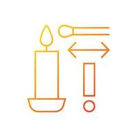 Lighting candle with long match gradient linear vector label icon