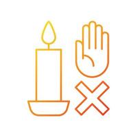Never touch burning candle gradient linear vector manual label icon