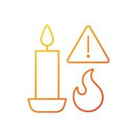 peligro de incendio de velas icono de etiqueta manual de vector lineal degradado