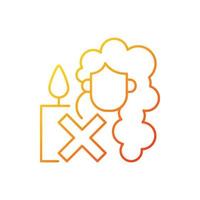 Keep hair away from open flame gradient linear vector label icon
