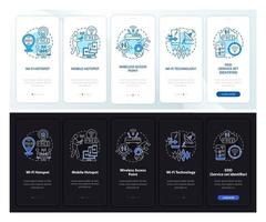 Access to internet day and night onboarding mobile app page screen vector