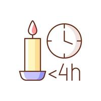 Candle burn time limit RGB color manual label icon vector