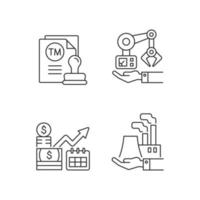 Long term business investments linear icons set vector