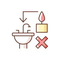 Never throw hot wax down sink RGB color manual label icon vector