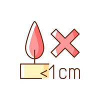 Burning candles correctly RGB color manual label icon vector