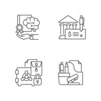 Corporate intellectual property linear icons set vector