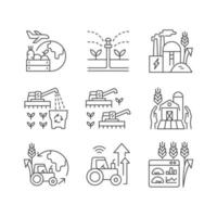 Agricultural business linear icons set vector