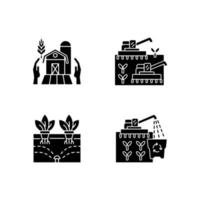 Agriculture and farming black glyph icons set on white space vector